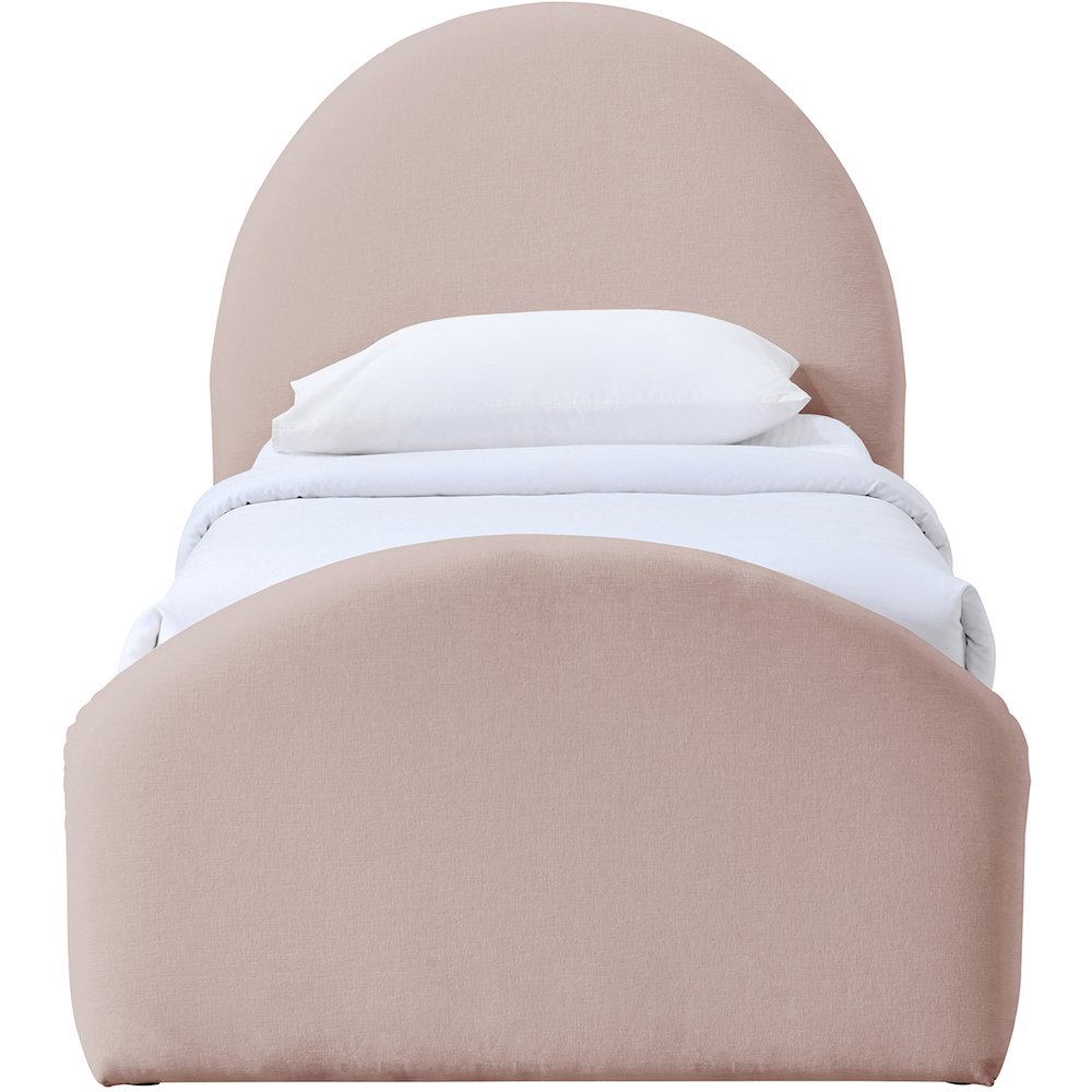 Andaz Pink Chenille Fabric Upholstered Twin Trundle Bed. Picture 2