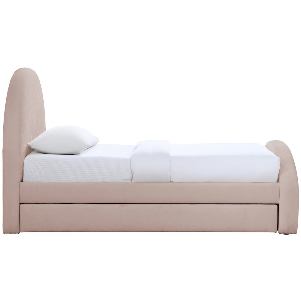Andaz Pink Chenille Fabric Upholstered Twin Trundle Bed. Picture 8
