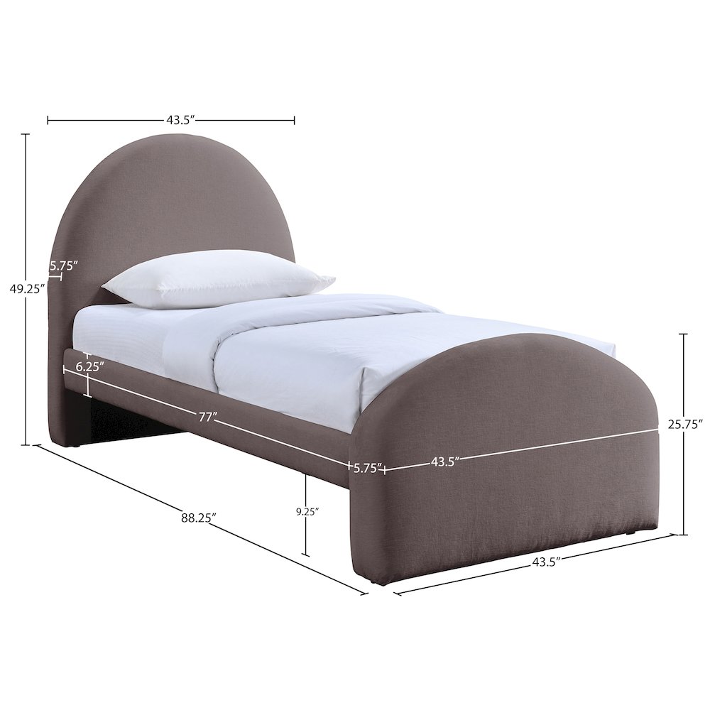 Andaz Purple Chenille Fabric Upholstered Twin Bed. Picture 9