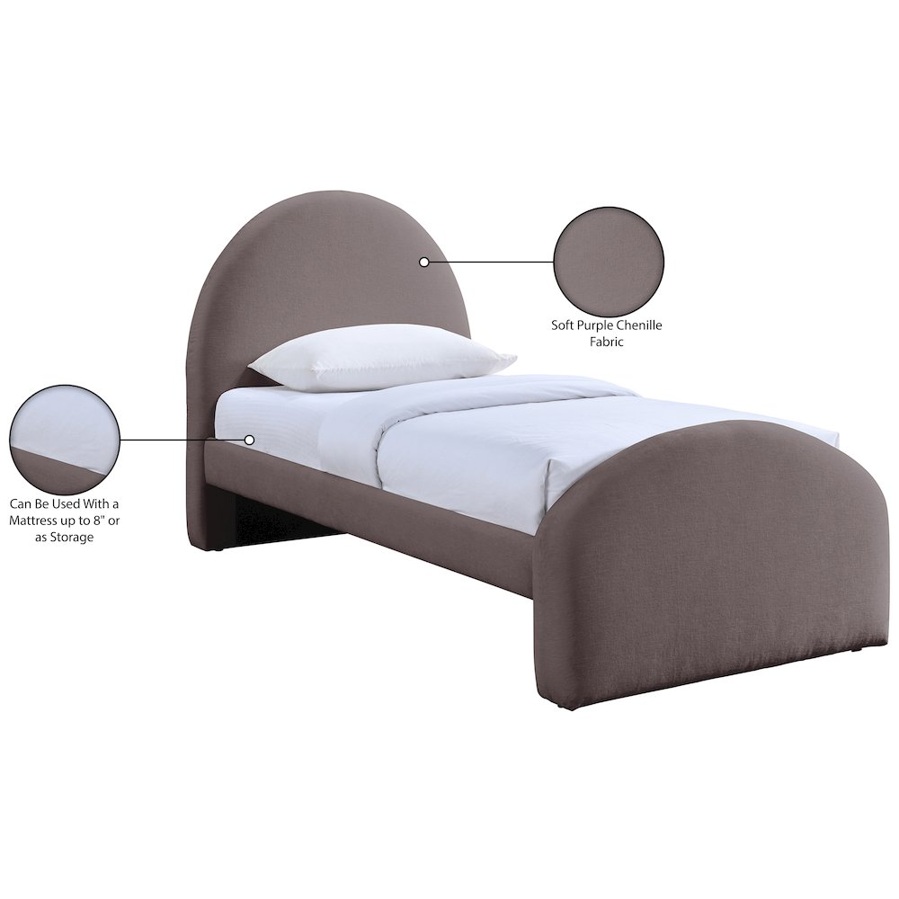 Andaz Purple Chenille Fabric Upholstered Twin Bed. Picture 10