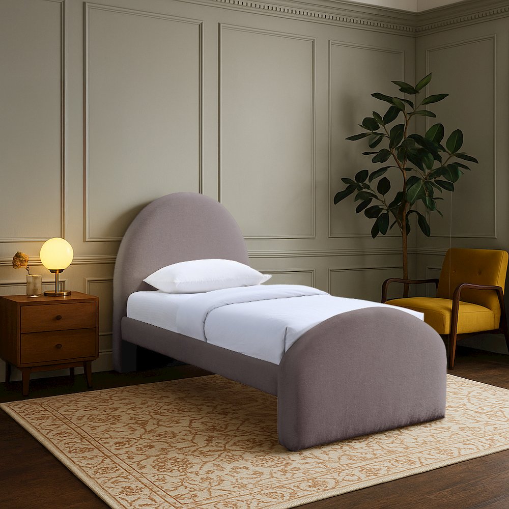 Andaz Purple Chenille Fabric Upholstered Twin Bed. Picture 7