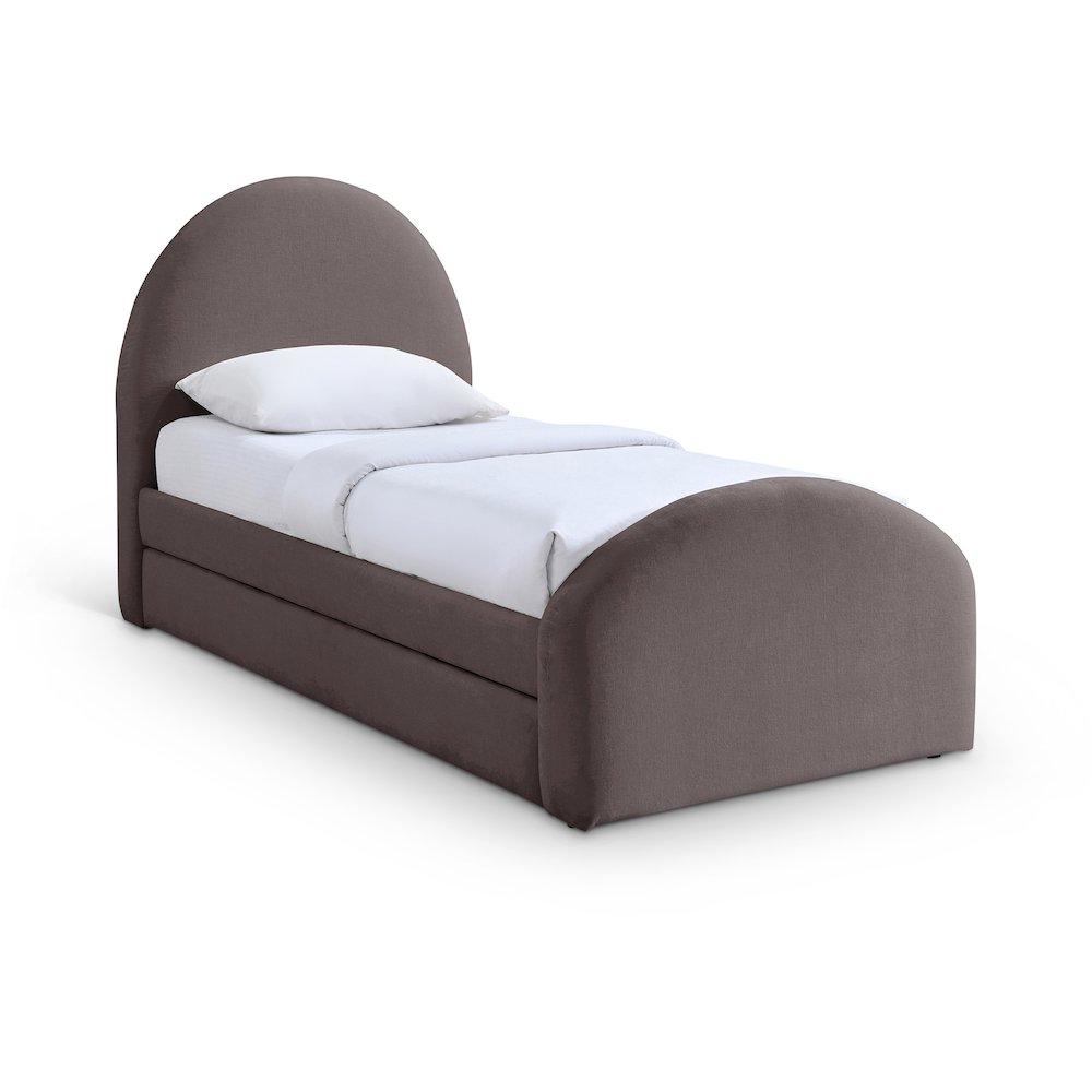 Andaz Purple Chenille Fabric Upholstered Twin Trundle Bed. Picture 1