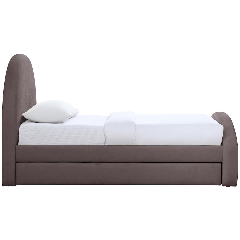 Andaz Purple Chenille Fabric Upholstered Twin Trundle Bed. Picture 8