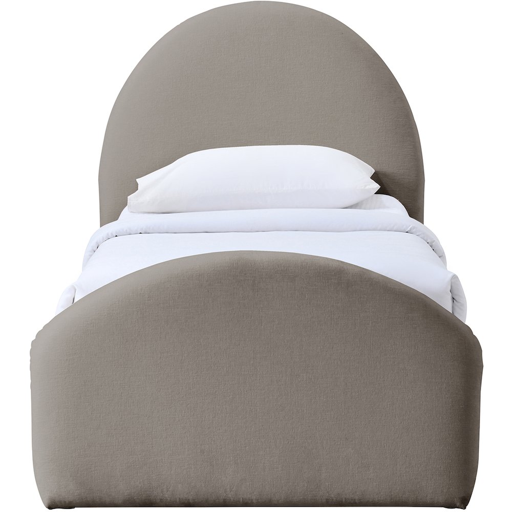Andaz Taupe Chenille Fabric Upholstered Twin Trundle Bed. Picture 2