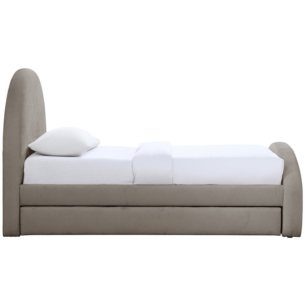 Andaz Taupe Chenille Fabric Upholstered Twin Trundle Bed. Picture 8