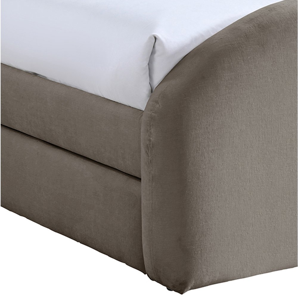 Andaz Taupe Chenille Fabric Upholstered Twin Trundle Bed. Picture 4