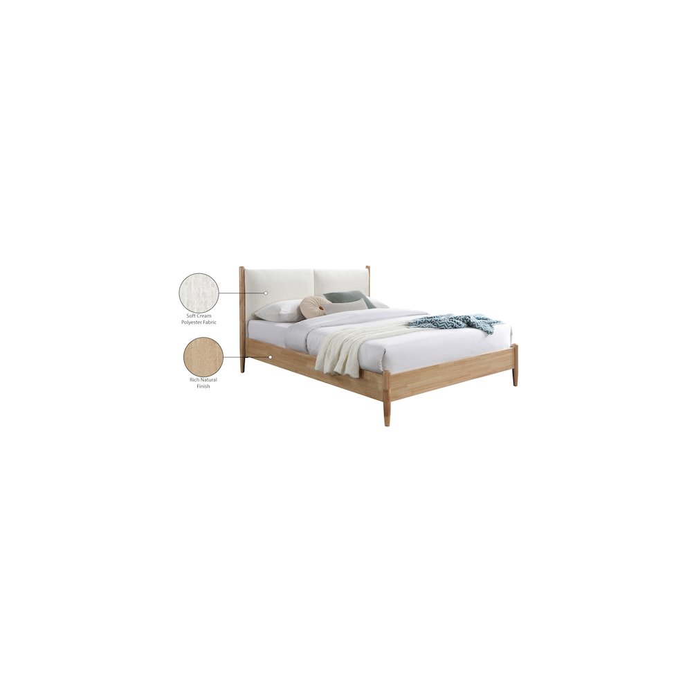 Arbor Cream Fabric King Bed. Picture 7