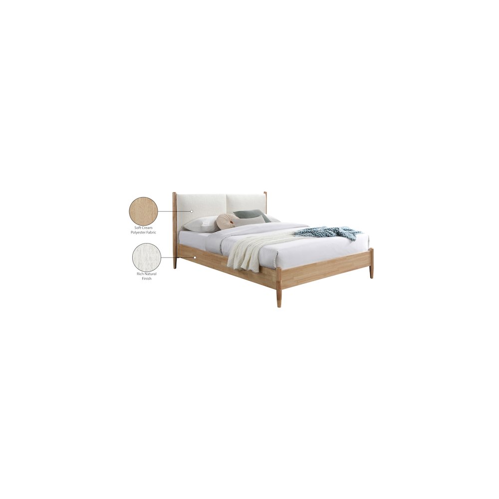 Arbor Cream Fabric Queen Bed. Picture 7
