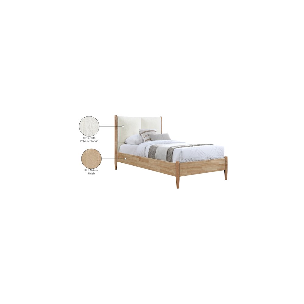 Arbor Cream Fabric Twin Bed. Picture 7