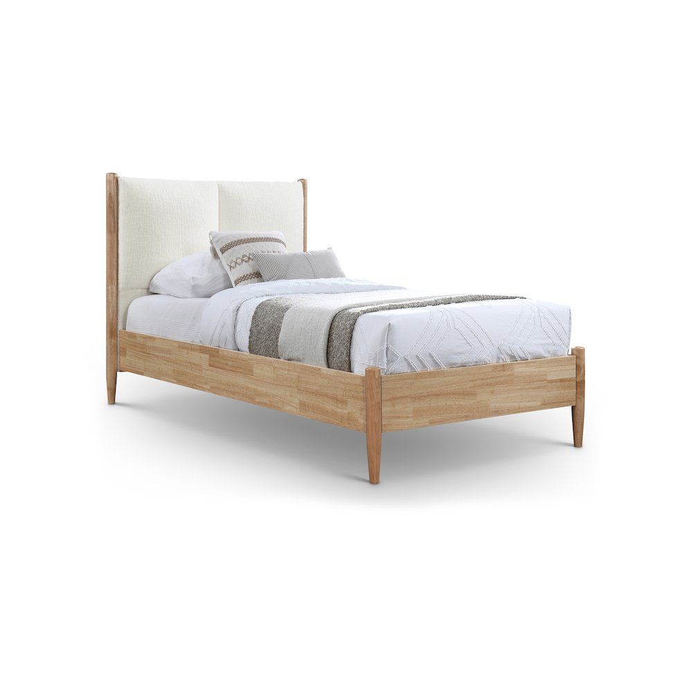 Arbor Cream Fabric Twin Bed. Picture 1