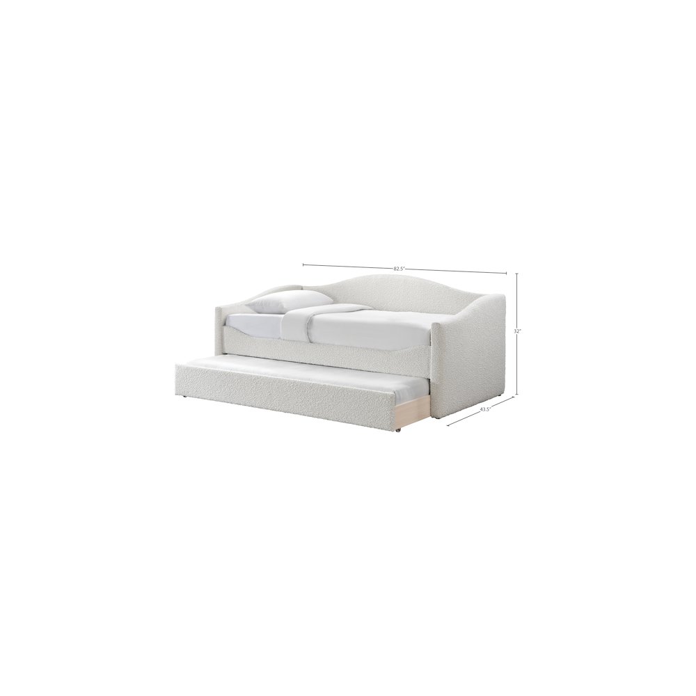 Arlo Cream Boucle Fabric Upholstered Twin Daybed. Picture 6