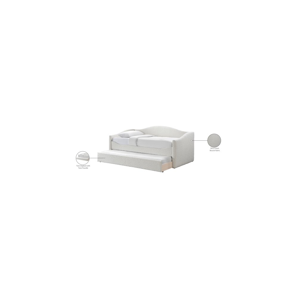 Arlo Cream Boucle Fabric Upholstered Twin Daybed. Picture 7