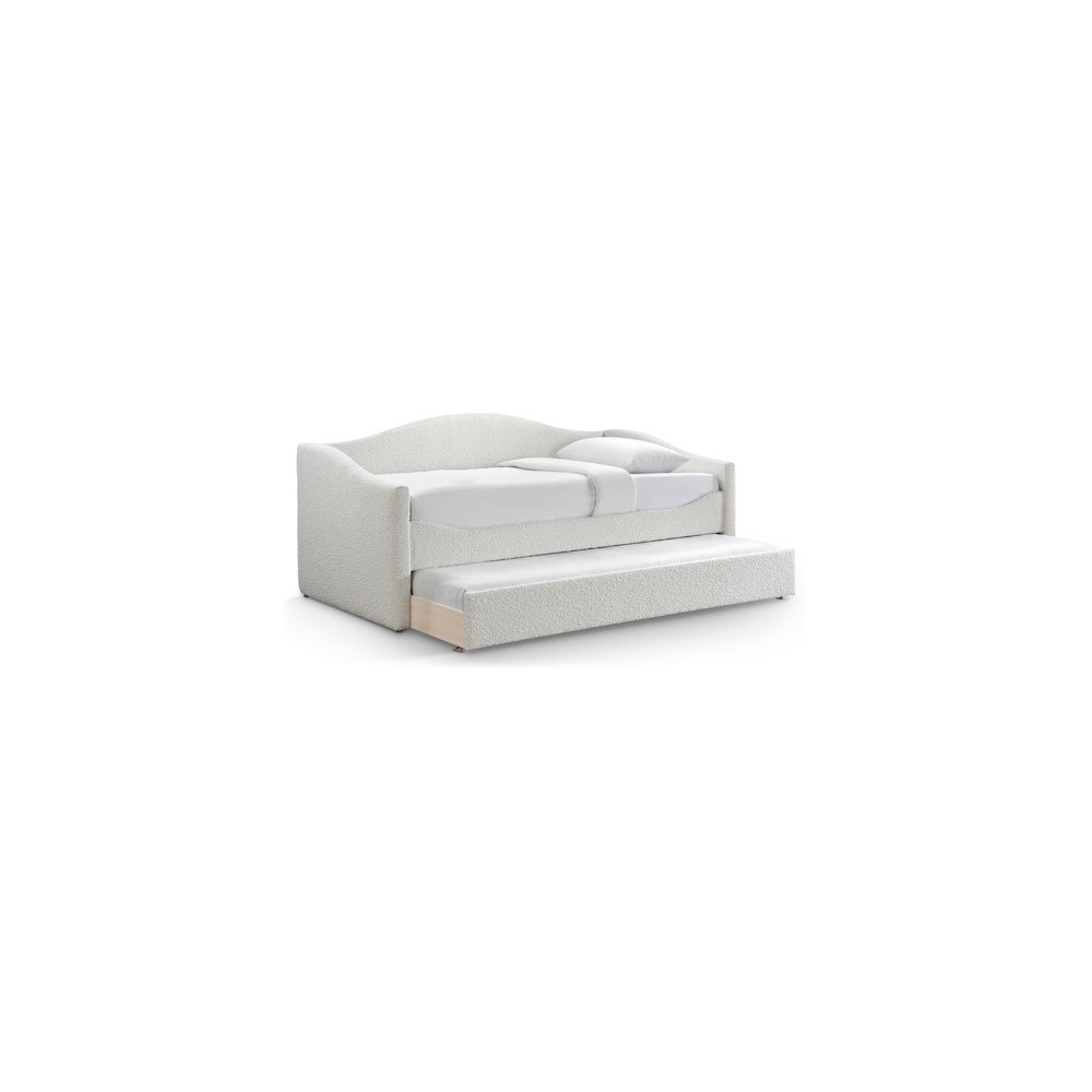Arlo Cream Boucle Fabric Upholstered Twin Daybed. Picture 1