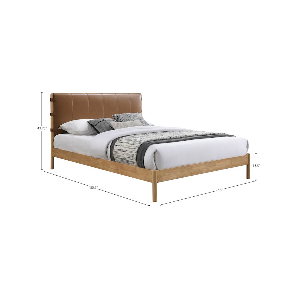 Asher Cognac Vegan Leather Full Bed. Picture 6