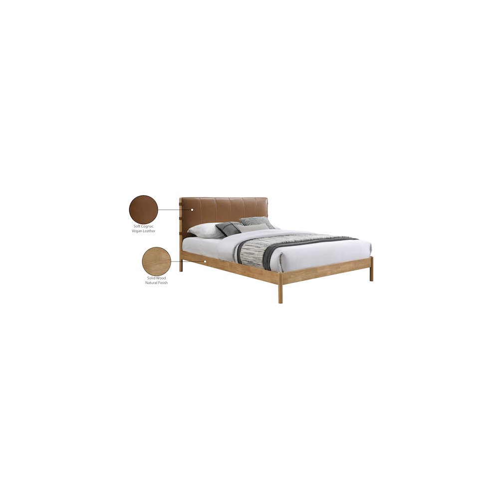 Asher Cognac Vegan Leather Full Bed. Picture 7