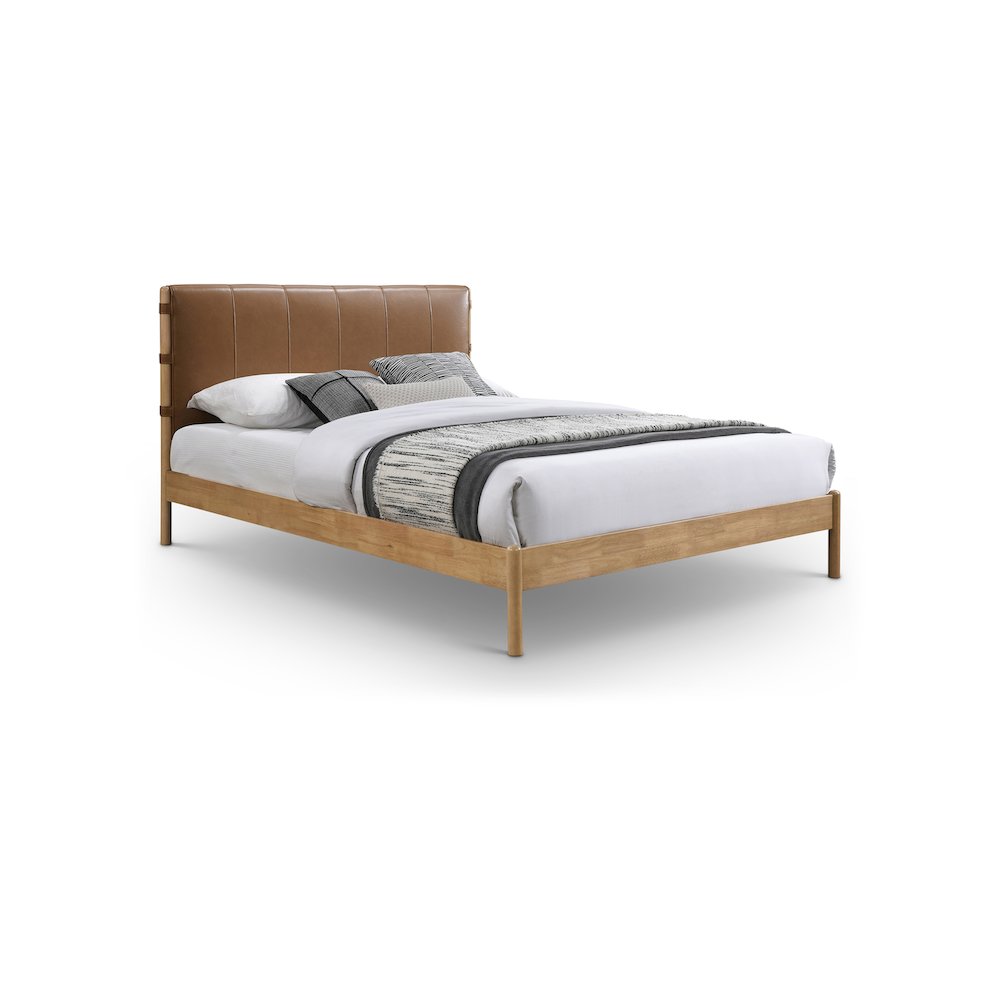 Asher Cognac Vegan Leather King Bed. Picture 1