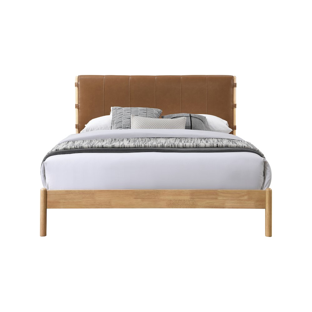Asher Cognac Vegan Leather King Bed. Picture 2
