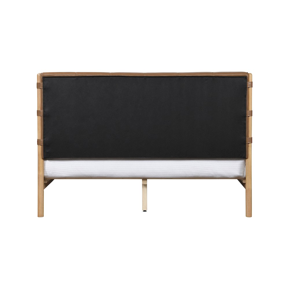 Asher Cognac Vegan Leather Queen Bed. Picture 4
