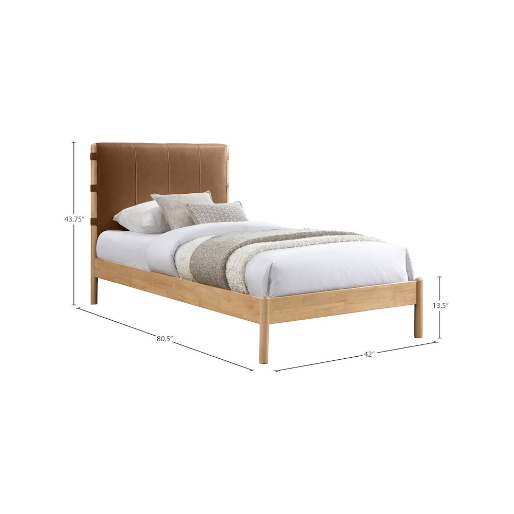 Asher Cognac Vegan Leather Twin Bed. Picture 6