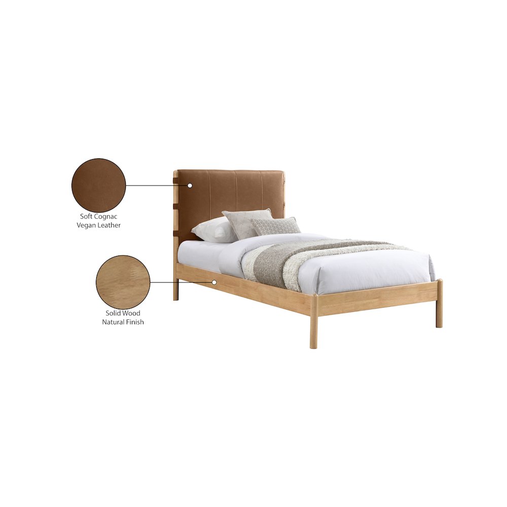 Asher Cognac Vegan Leather Twin Bed. Picture 7