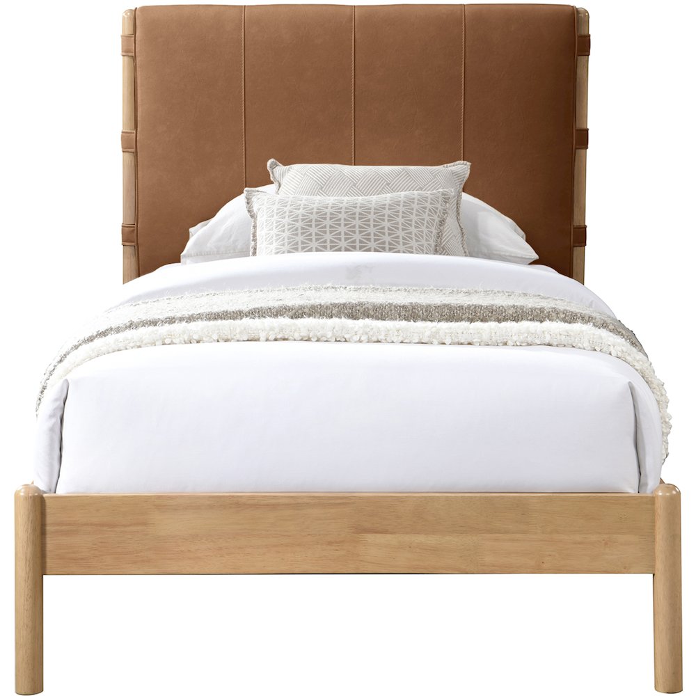 Asher Cognac Vegan Leather Twin Bed. Picture 2