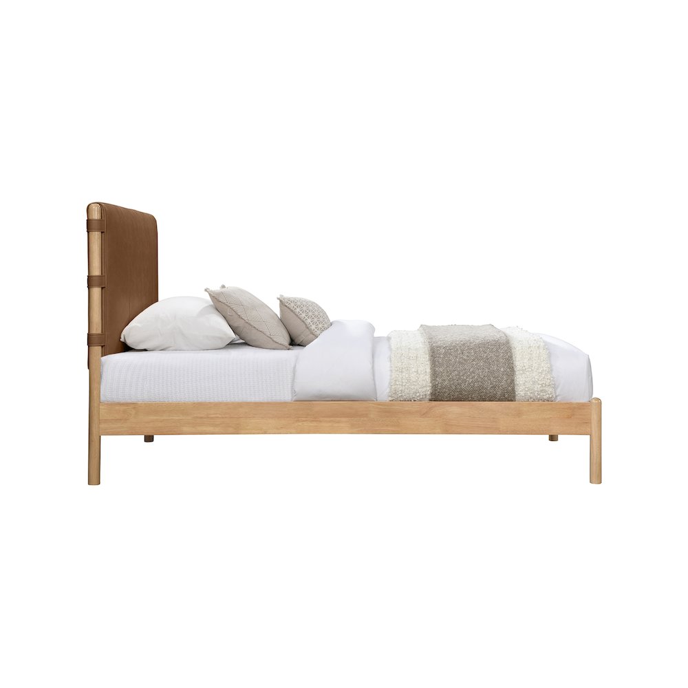 Asher Cognac Vegan Leather Twin Bed. Picture 3