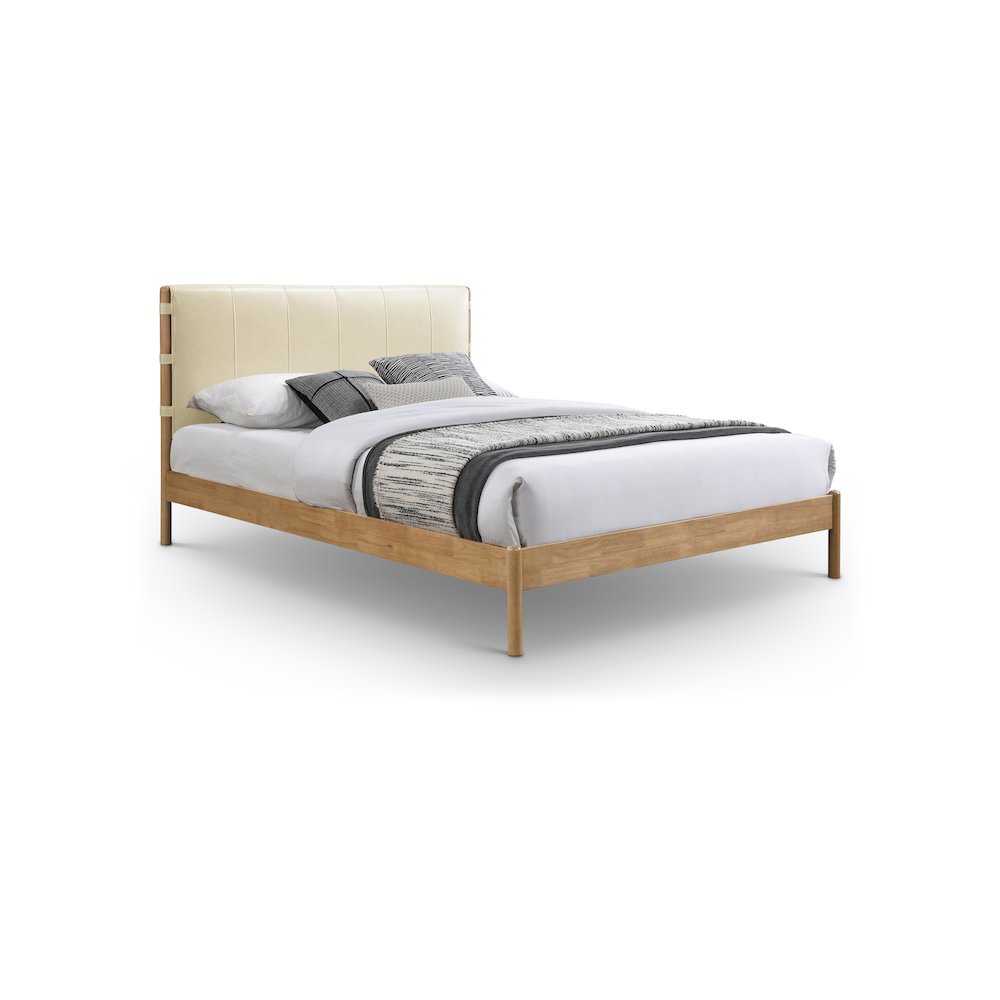 Asher Cream Vegan Leather King Bed. Picture 1