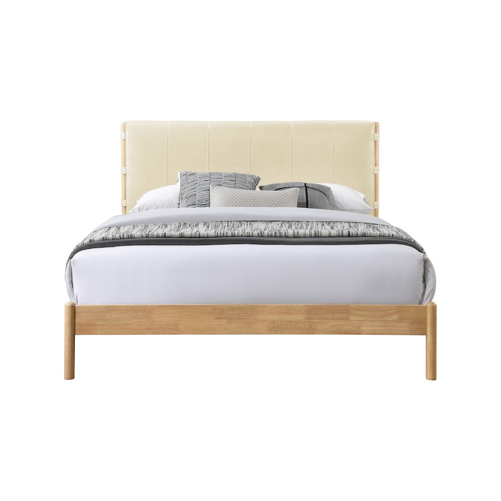 Asher Cream Vegan Leather King Bed. Picture 2