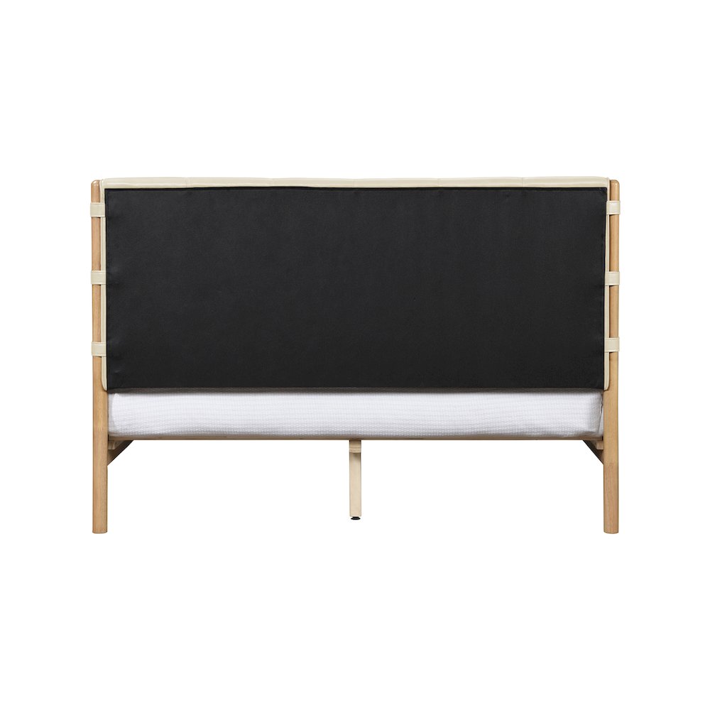 Asher Cream Vegan Leather Queen Bed. Picture 4