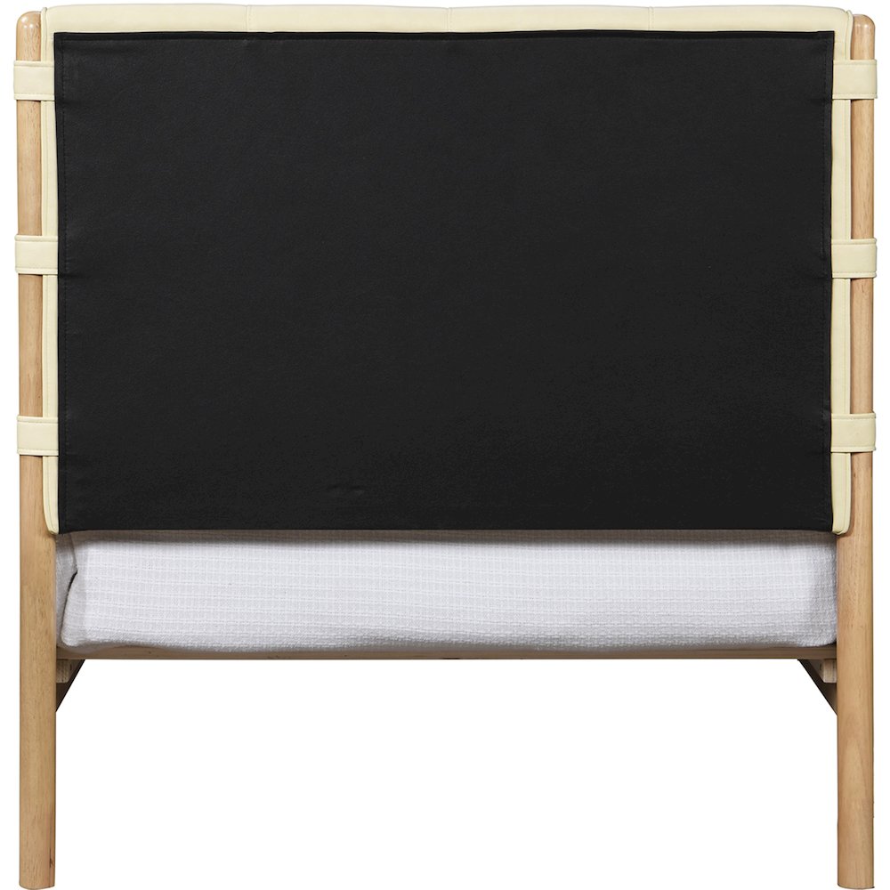 Asher Cream Vegan Leather Twin Bed. Picture 4