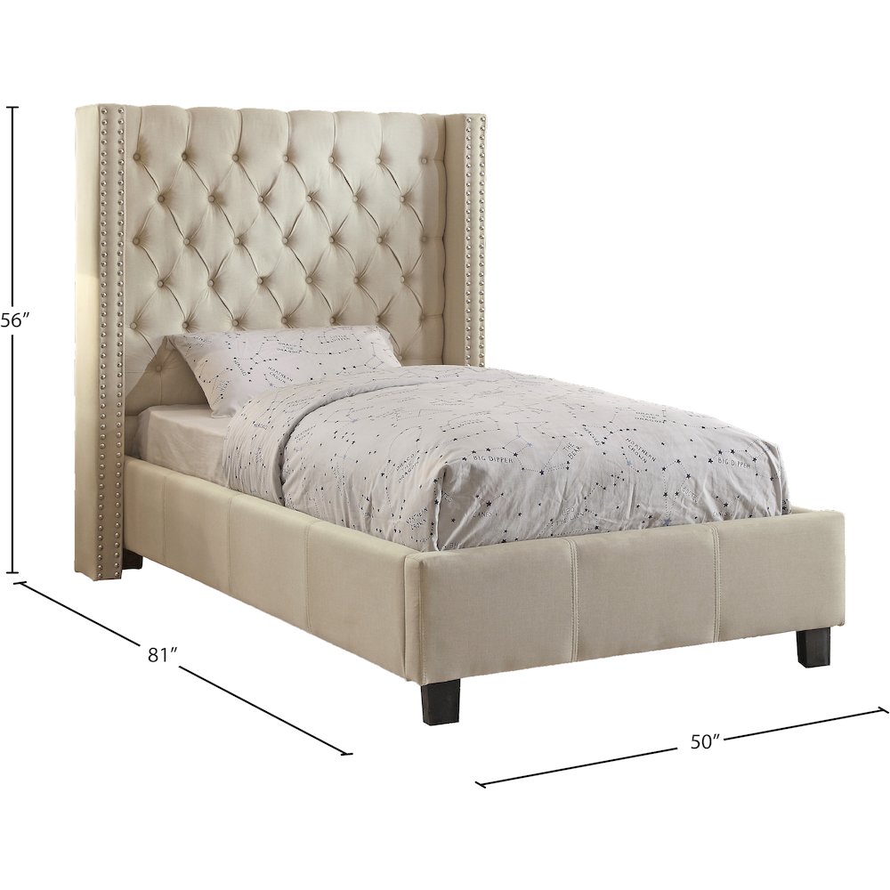 Ashton Beige Linen Textured Twin Bed. Picture 2