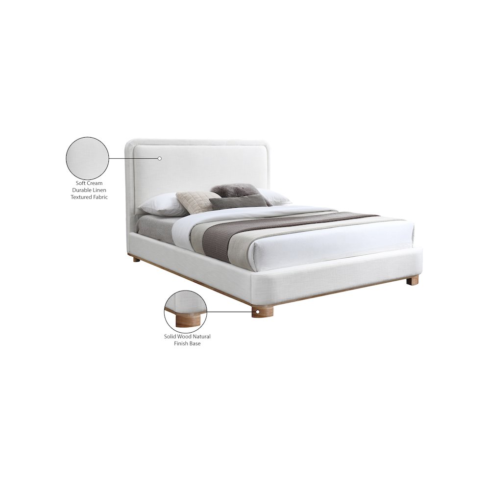 Nolita Cream Linen Textured Fabric King Bed. Picture 7