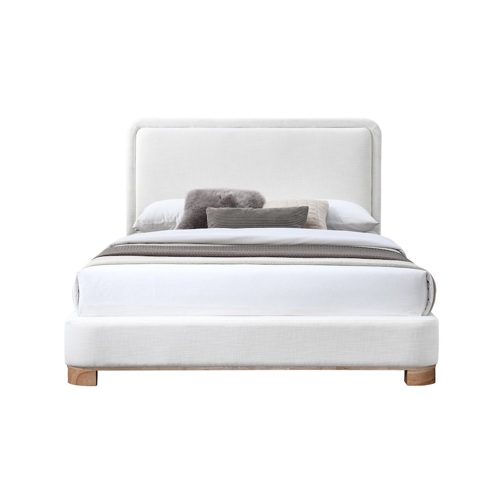 Nolita Cream Linen Textured Fabric King Bed. Picture 2