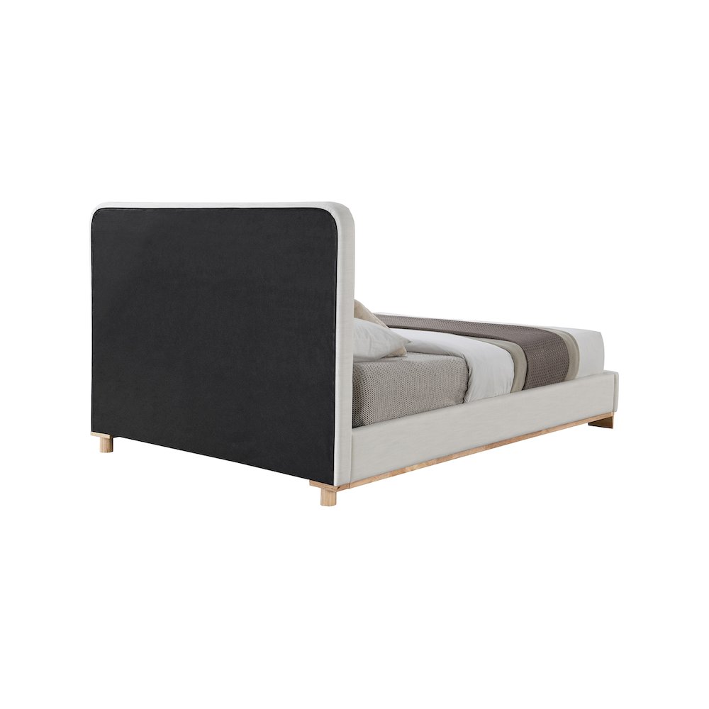 Nolita Cream Linen Textured Fabric Queen Bed. Picture 4