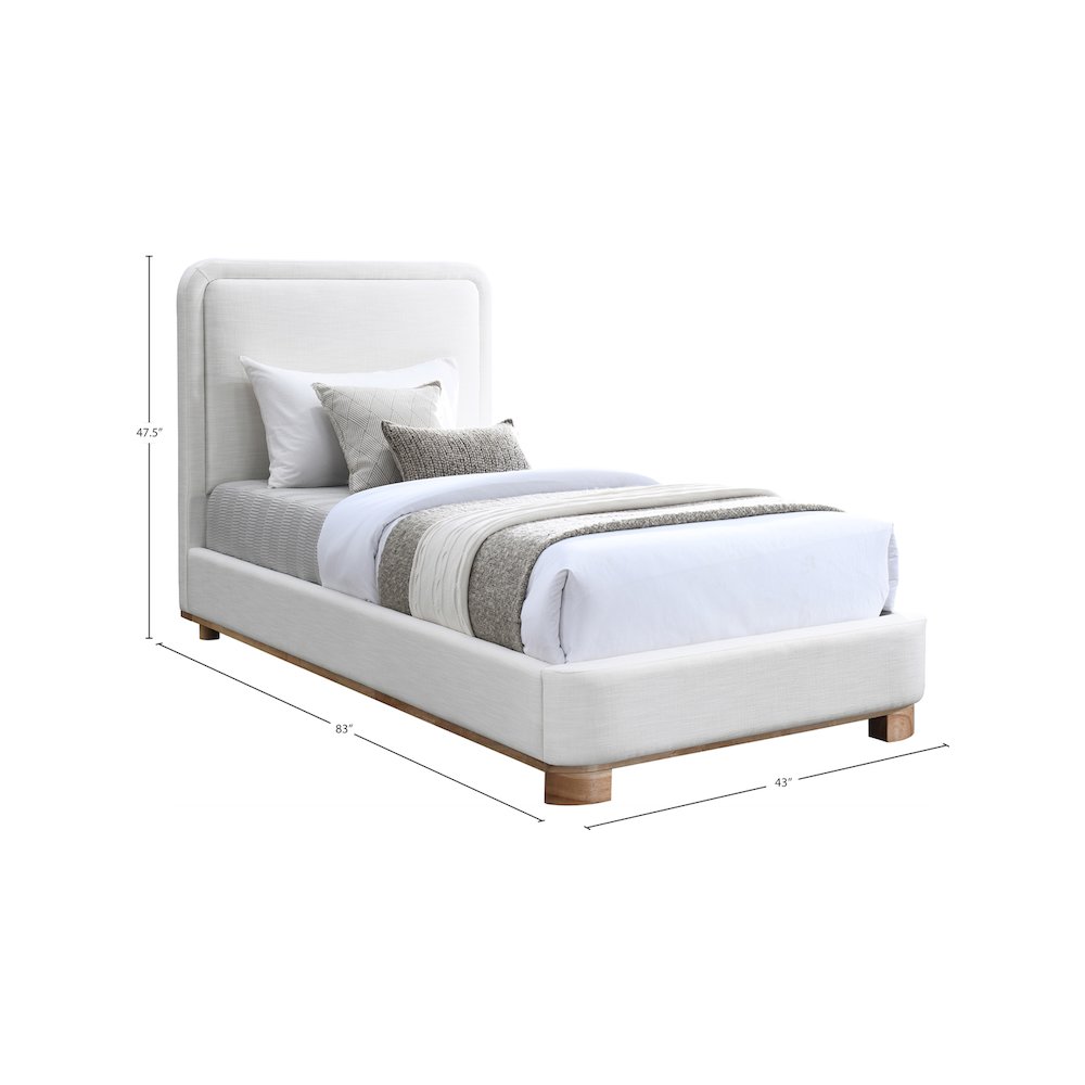 Nolita Cream Linen Textured Fabric Twin Bed. Picture 6