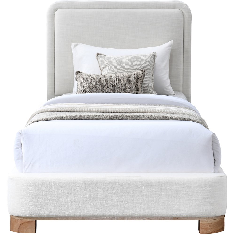 Nolita Cream Linen Textured Fabric Twin Bed. Picture 2