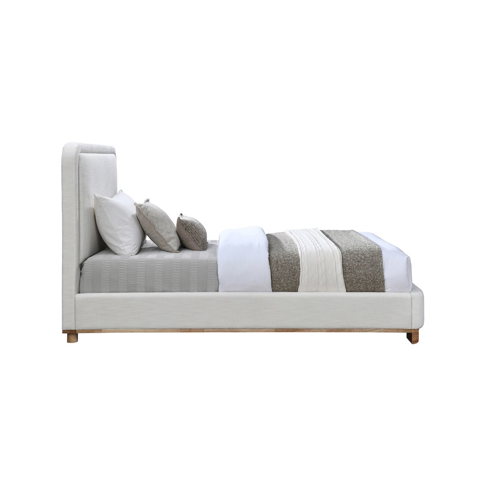 Nolita Cream Linen Textured Fabric Twin Bed. Picture 3