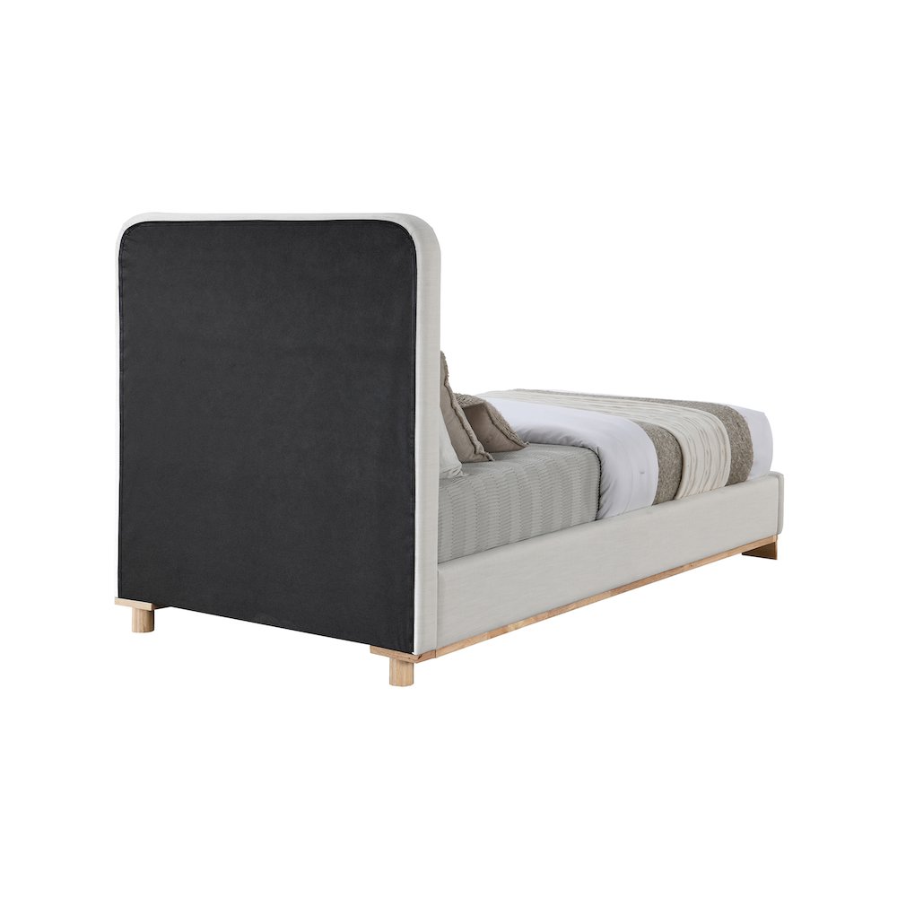 Nolita Cream Linen Textured Fabric Twin Bed. Picture 4