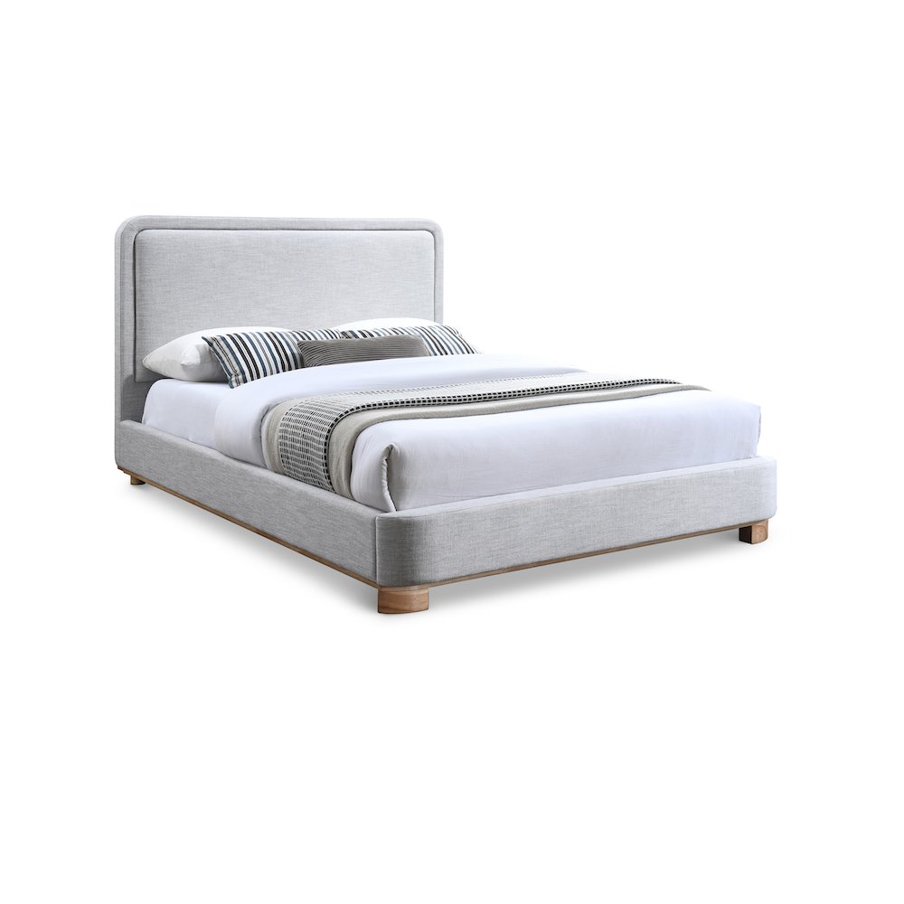 Nolita Grey Linen Textured Fabric King Bed. Picture 1