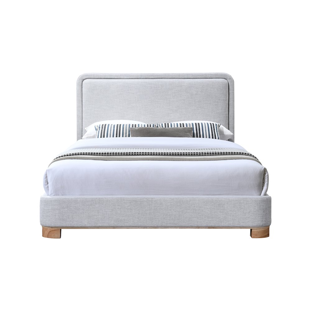 Nolita Grey Linen Textured Fabric King Bed. Picture 2