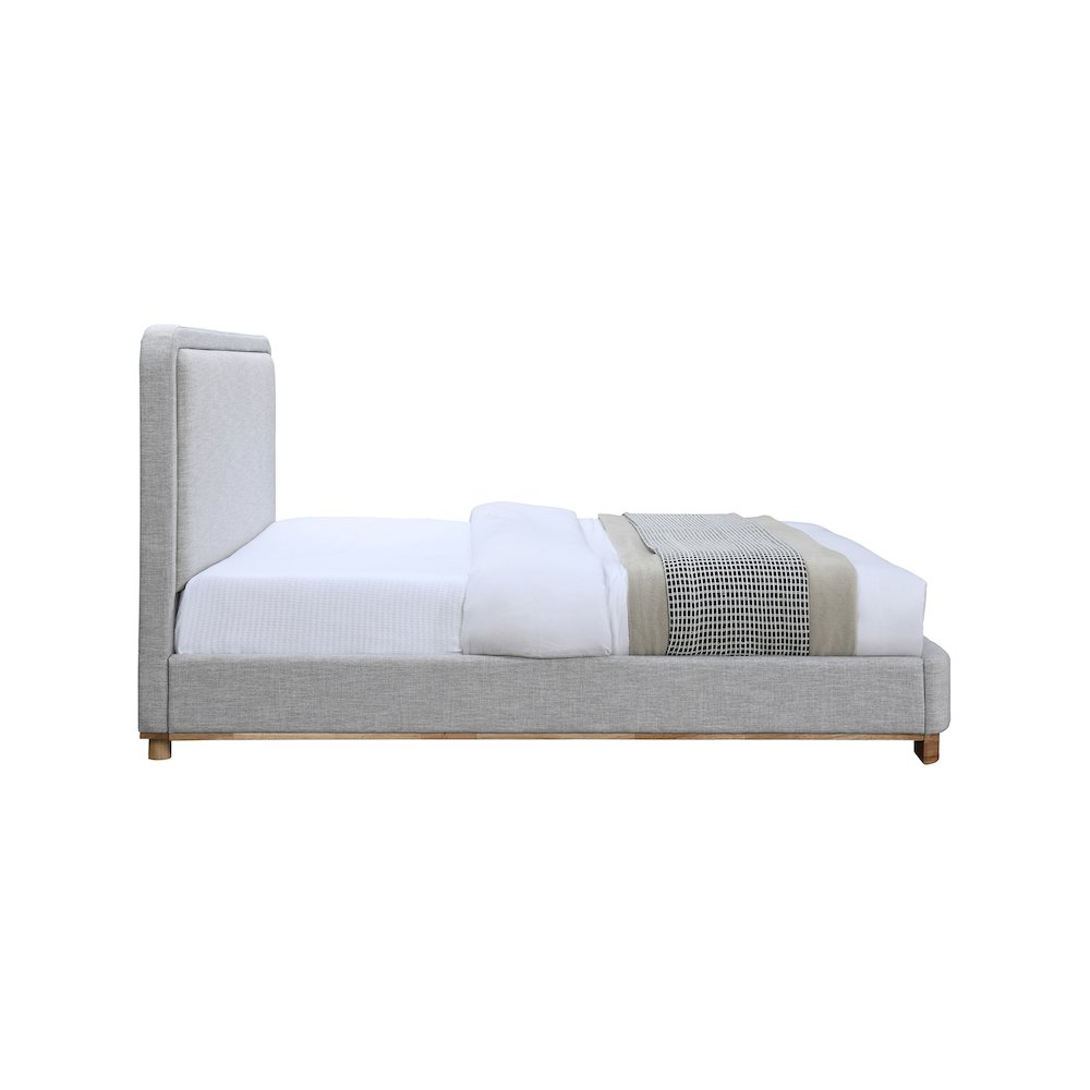 Nolita Grey Linen Textured Fabric Queen Bed. Picture 3