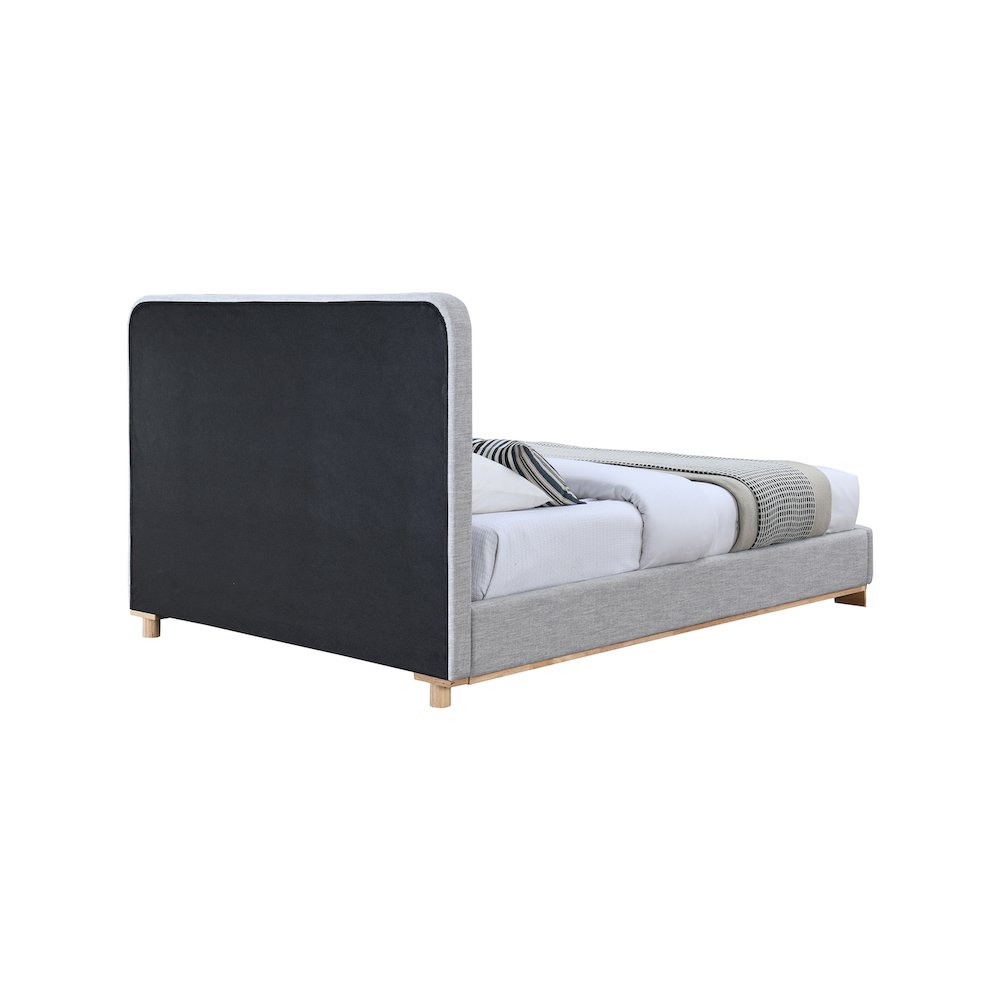 Nolita Grey Linen Textured Fabric Queen Bed. Picture 4