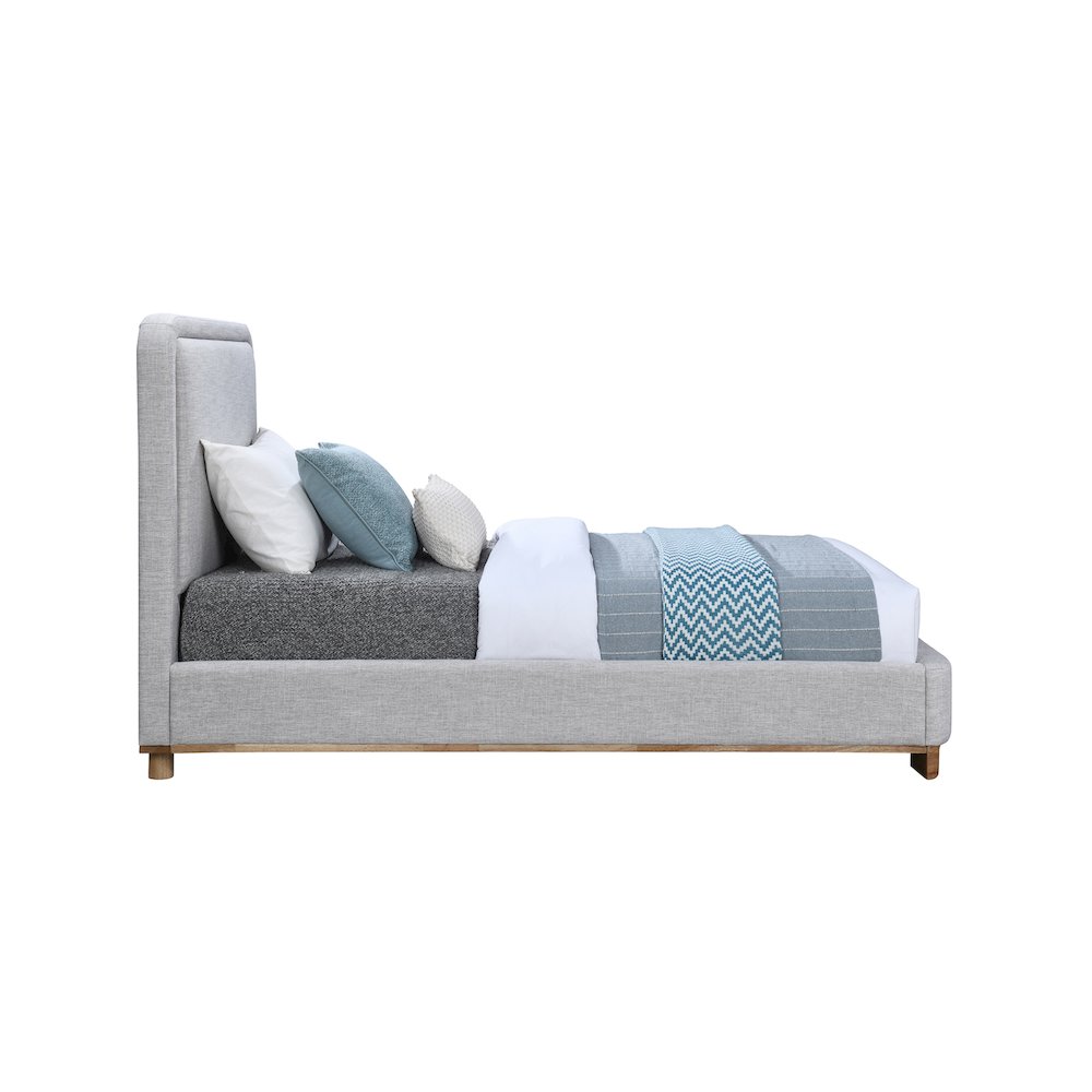 Nolita Grey Linen Textured Fabric Twin Bed. Picture 3