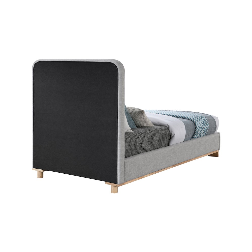 Nolita Grey Linen Textured Fabric Twin Bed. Picture 4