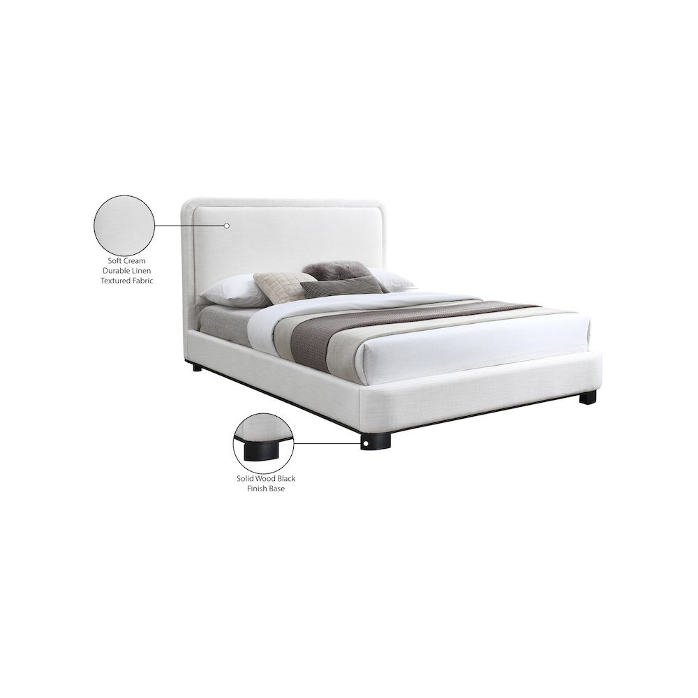 Nolita Cream Linen Textured Fabric King Bed. Picture 7