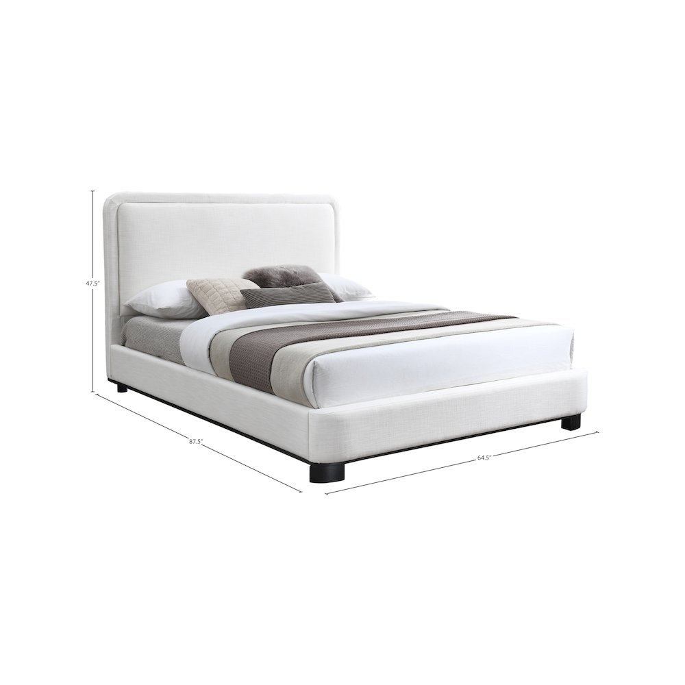 Nolita Cream Linen Textured Fabric Queen Bed. Picture 6
