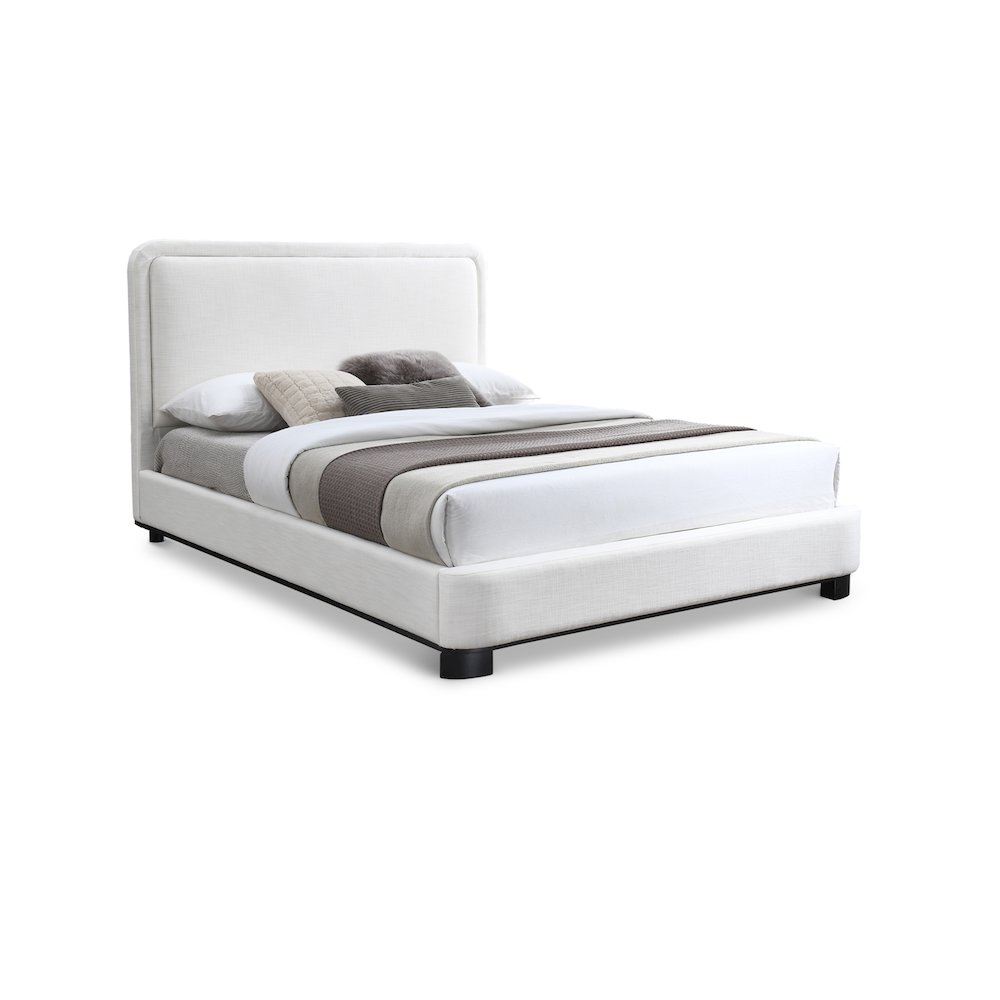 Nolita Cream Linen Textured Fabric Queen Bed. Picture 1