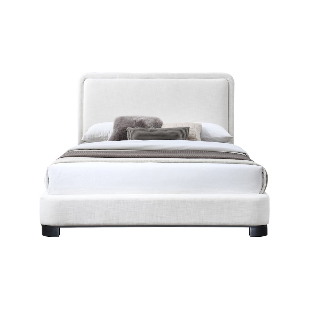 Nolita Cream Linen Textured Fabric Queen Bed. Picture 2