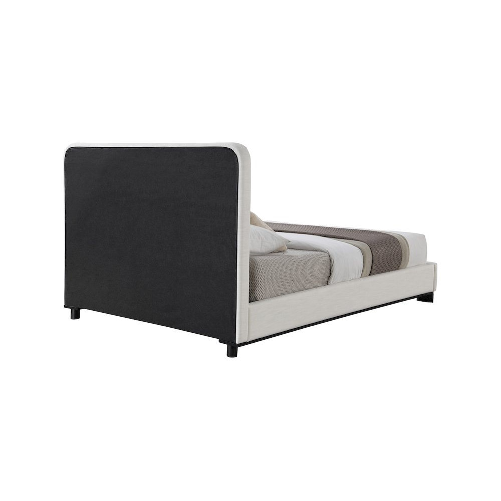 Nolita Cream Linen Textured Fabric Queen Bed. Picture 4