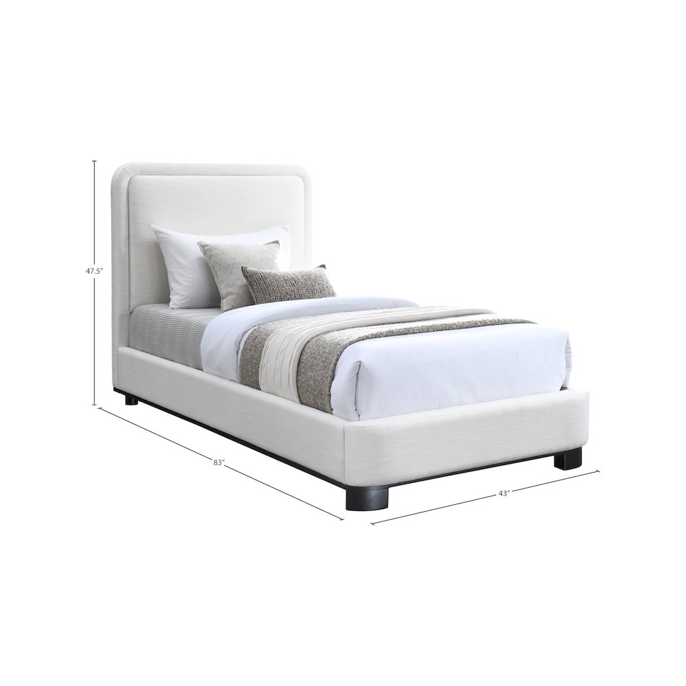 Nolita Cream Linen Textured Fabric Twin Bed. Picture 6